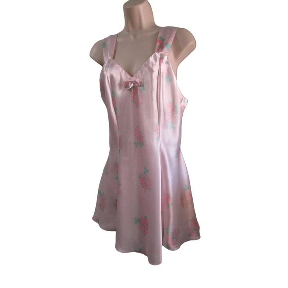 Vintage TJW by Mervyns Chemise Baby Doll Pink Rose Wide Strap Ladies M GUC - Picture 5 of 12